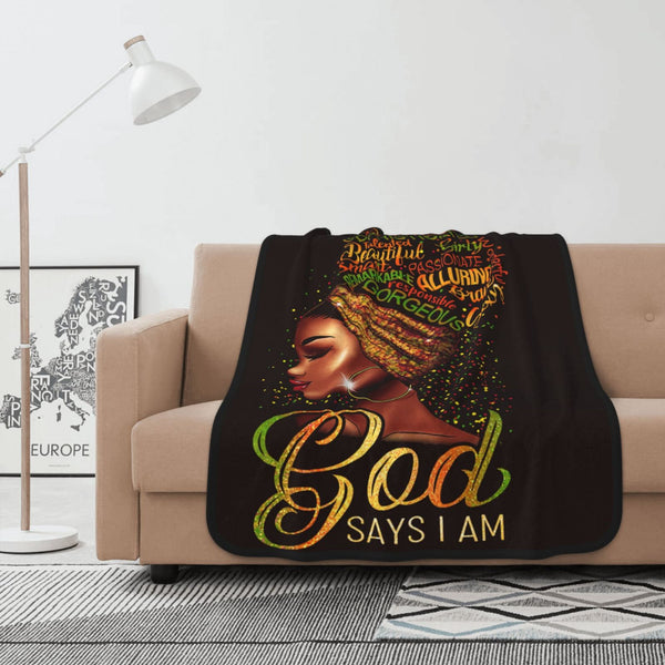 African artwork Sherpa blanket - God Say Im