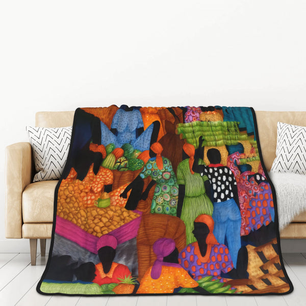 African artwork Heavy blanket - The market 2