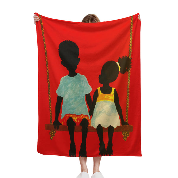 African artwork Sherpa blanket - Love 2