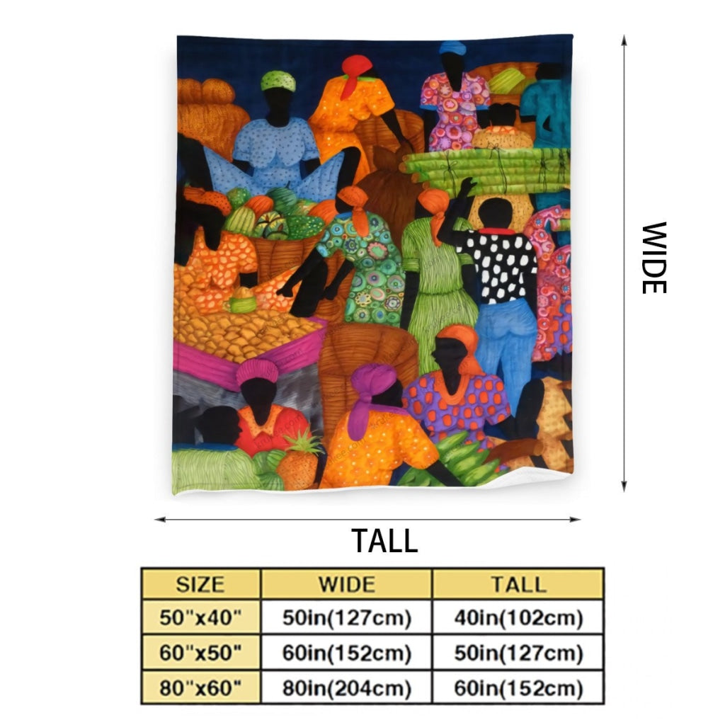 African Artwork Apron - Market Fleece Blanket