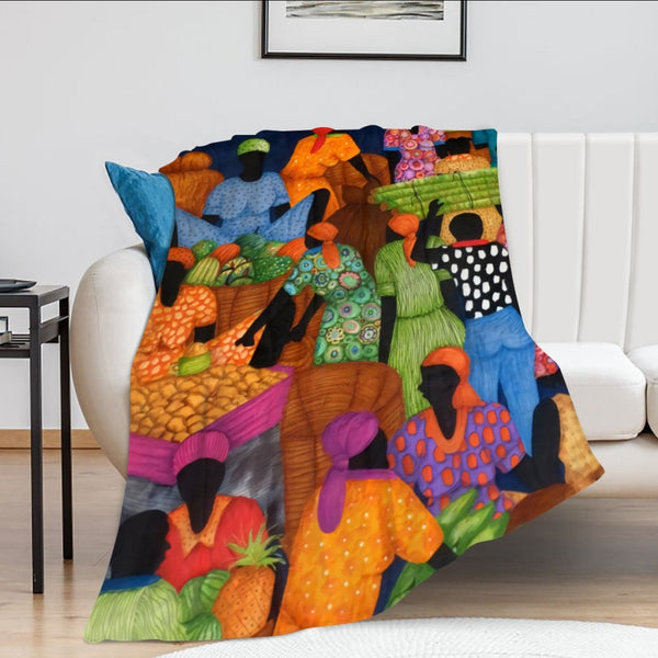 African Artwork Apron - Market Fleece Blanket