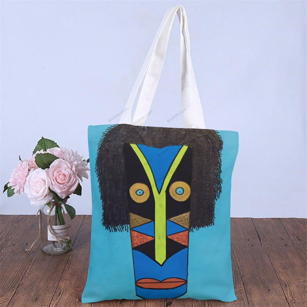 African Artwork Apron - Culture 10 Natural Linen Tote Bag