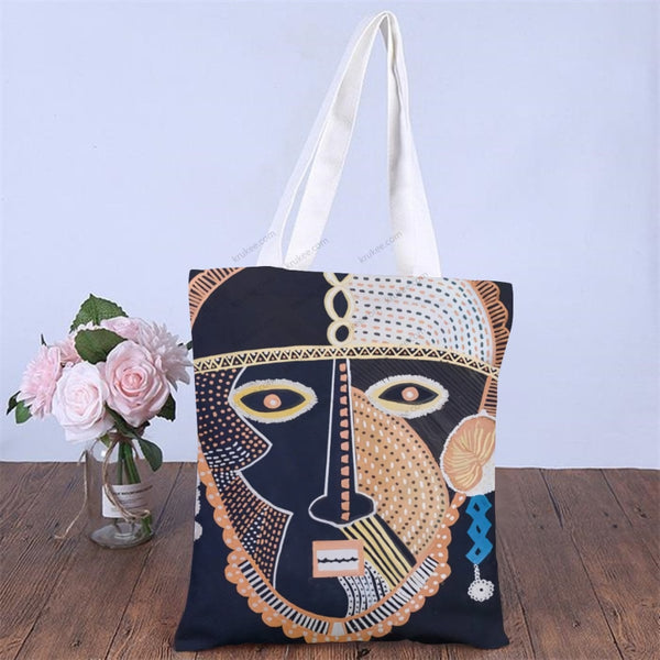 African Artwork Apron - Culture 11 Natural Linen Tote Bag
