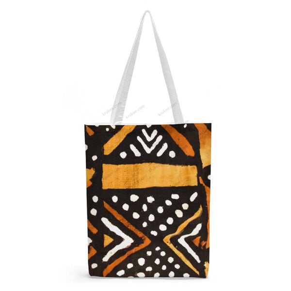 African Artwork Apron - Culture 2 Natural Linen Tote Bag White / S