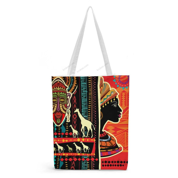 African Artwork Apron - Culture 22 Natural Linen Tote Bag White / S