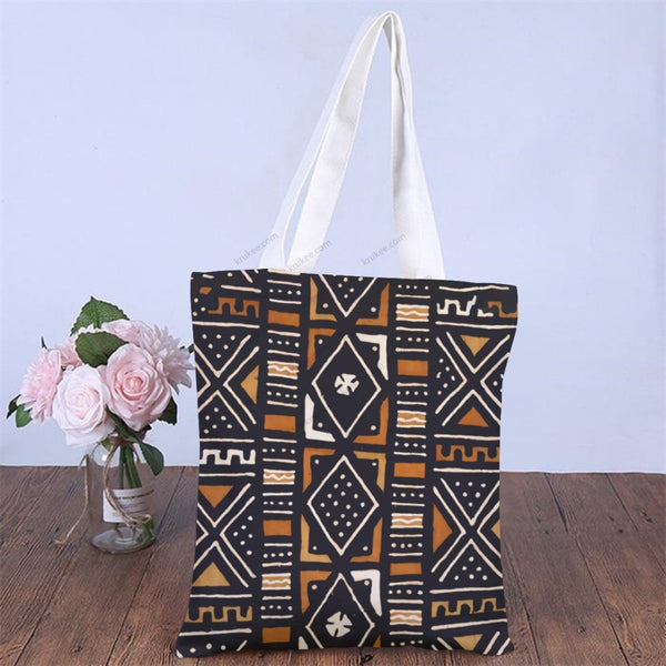 African Artwork Apron - Culture Natural Linen Tote Bag