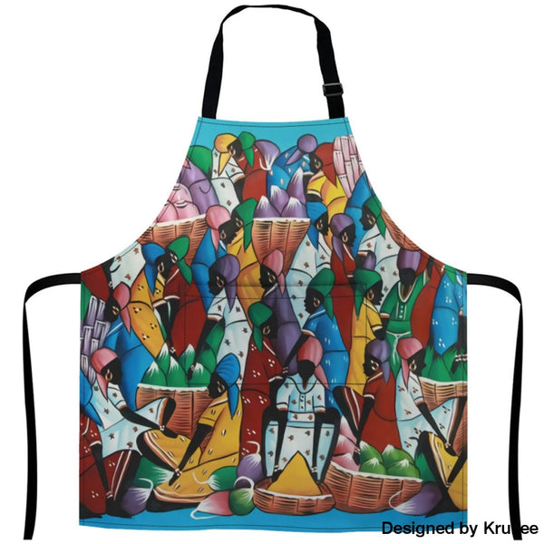 African Culture Art Apron - The Rainbow Market 27Inch X 29Inch Aprons