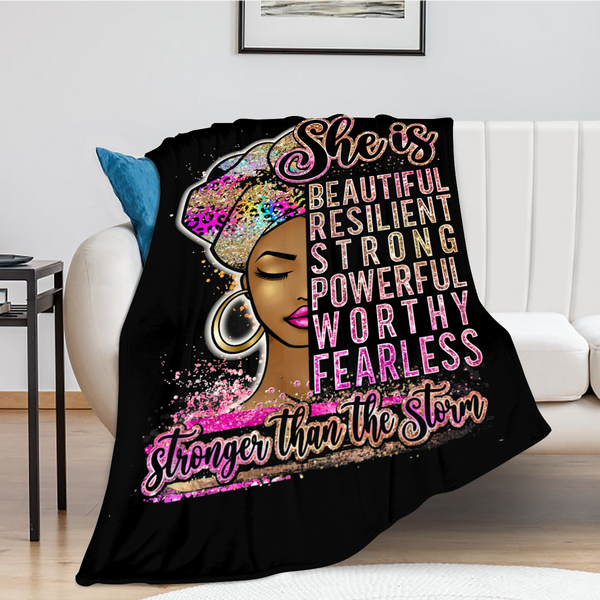 African artwork flannel blanket - She Is Beautiful