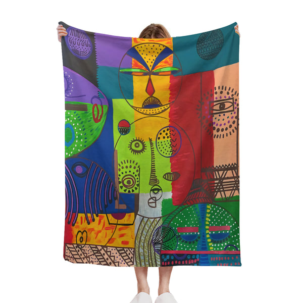 African artwork Sherpa blanket - u and me