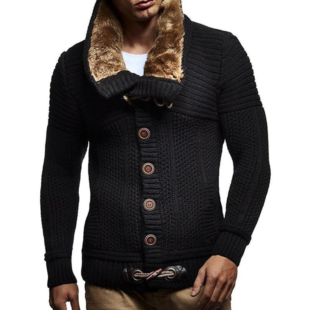 Men's sweater with fur collar discount