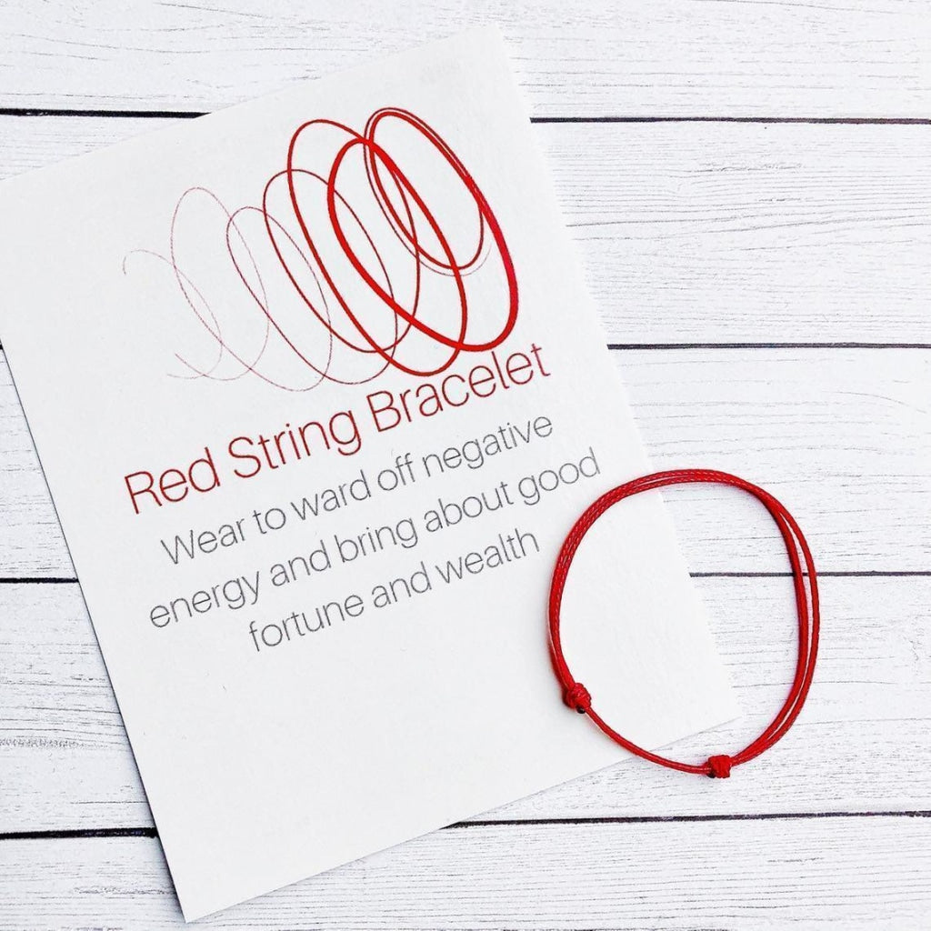 2Pcs Adjustable Good Luck Red Wax Rope Bracelet Earrings