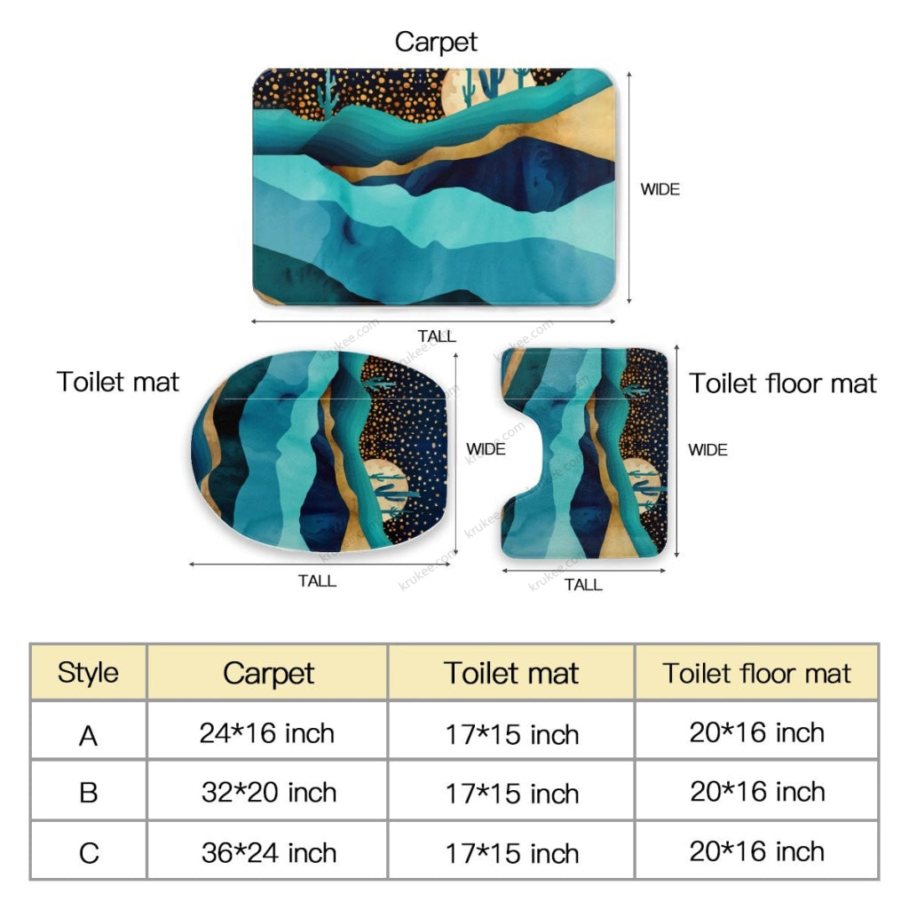 3 Pieces Bath Mat Set Toilet Three Piece Set