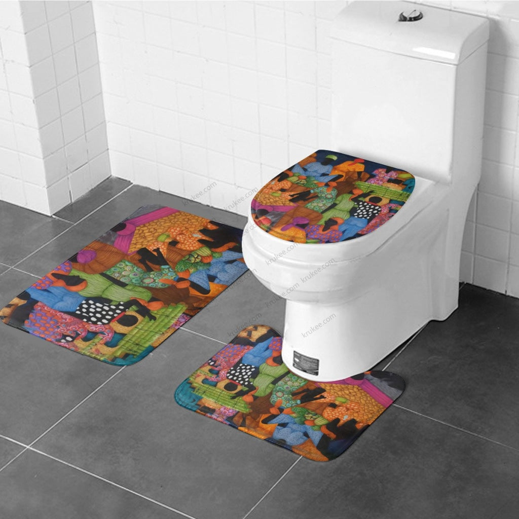3 Pieces Bath Mat Set Toilet Three Piece Set