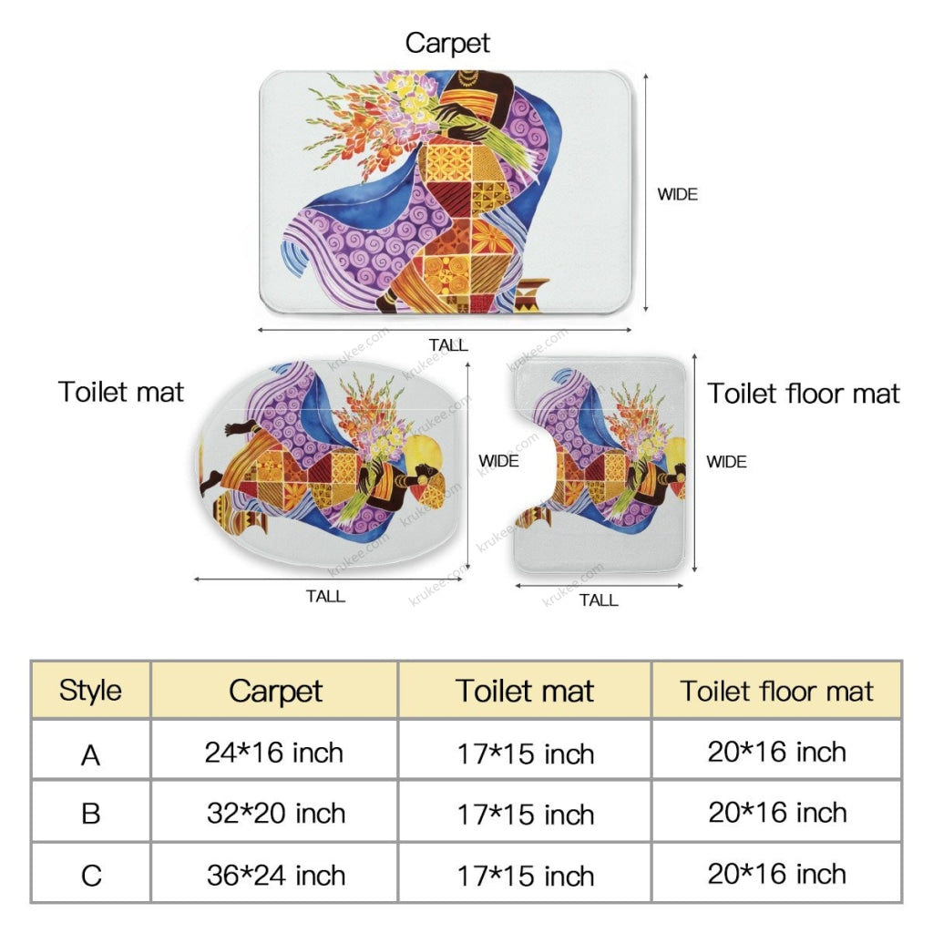 3 Pieces Bath Mat Set Toilet Three Piece Set