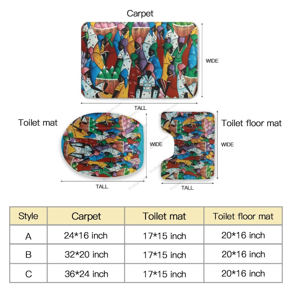 3 Pieces Bath Mat Set Toilet Three Piece Set