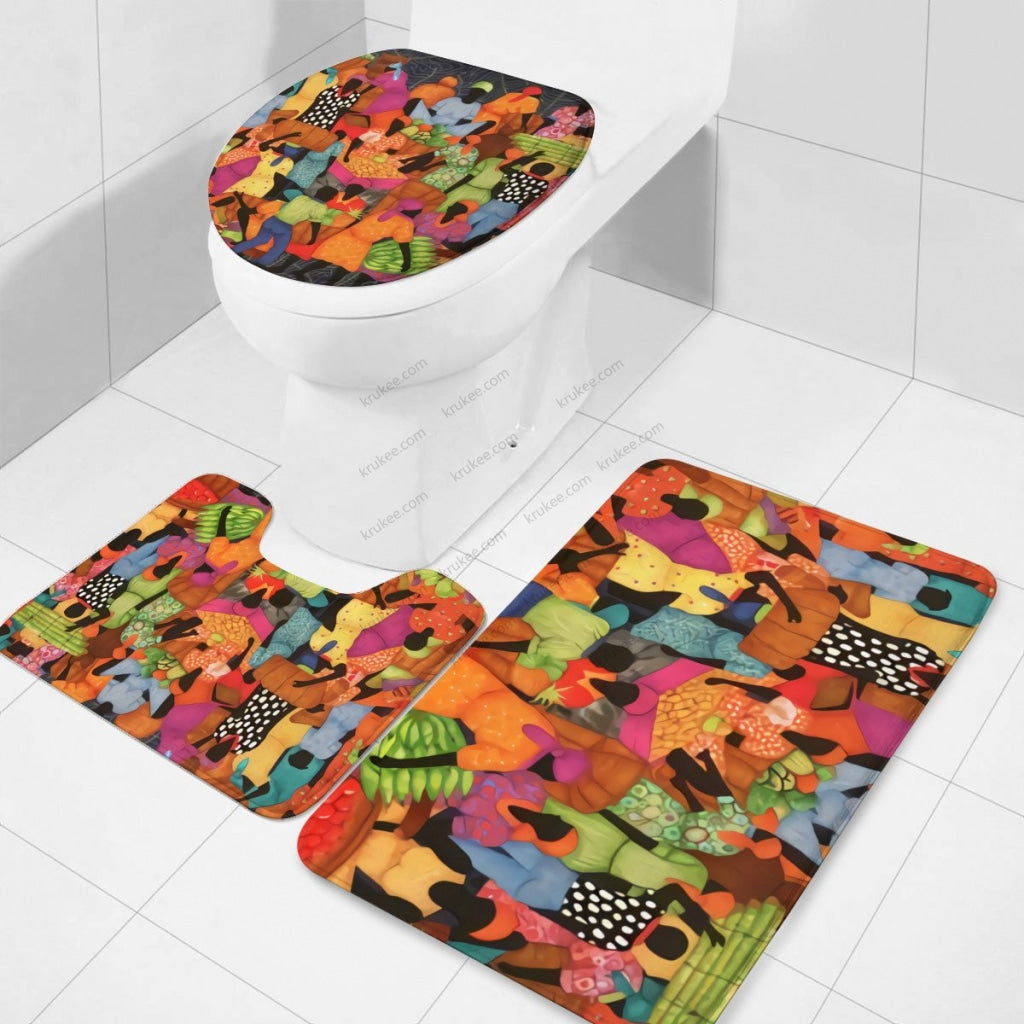 3 Pieces Bath Mat Set Toilet Three Piece Set