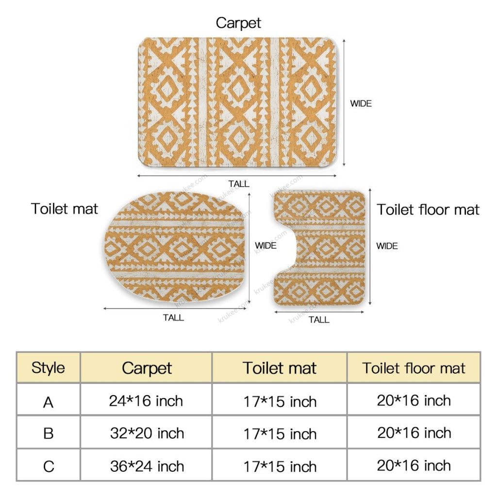 3 Pieces Bath Mat Set Toilet Three Piece Set