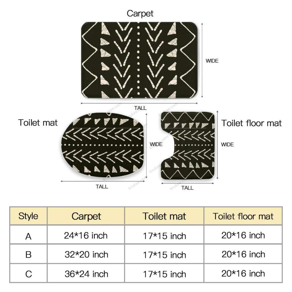 3 Pieces Bath Mat Set Toilet Three Piece Set