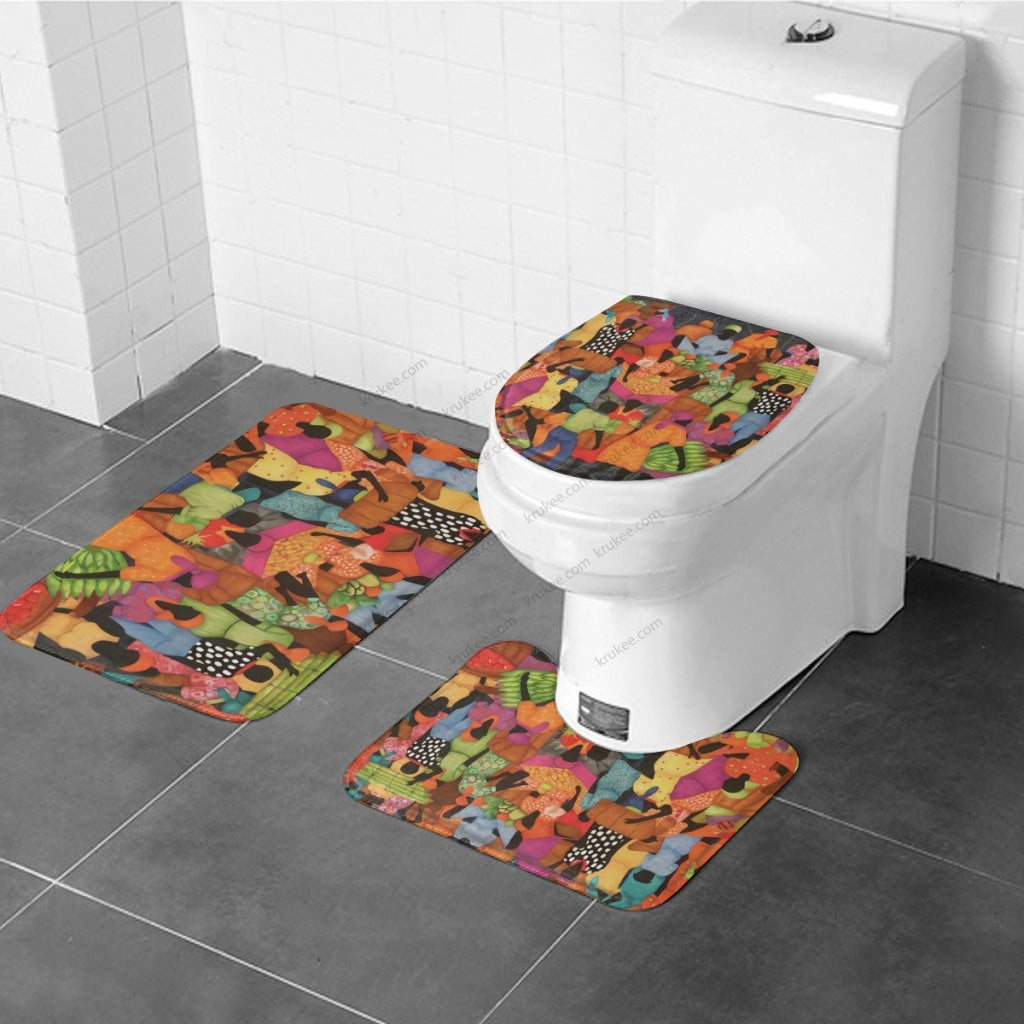 3 Pieces Bath Mat Set Toilet Three Piece Set