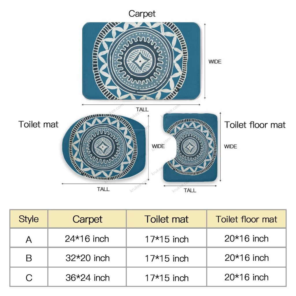 3 Pieces Bath Mat Set Toilet Three Piece Set
