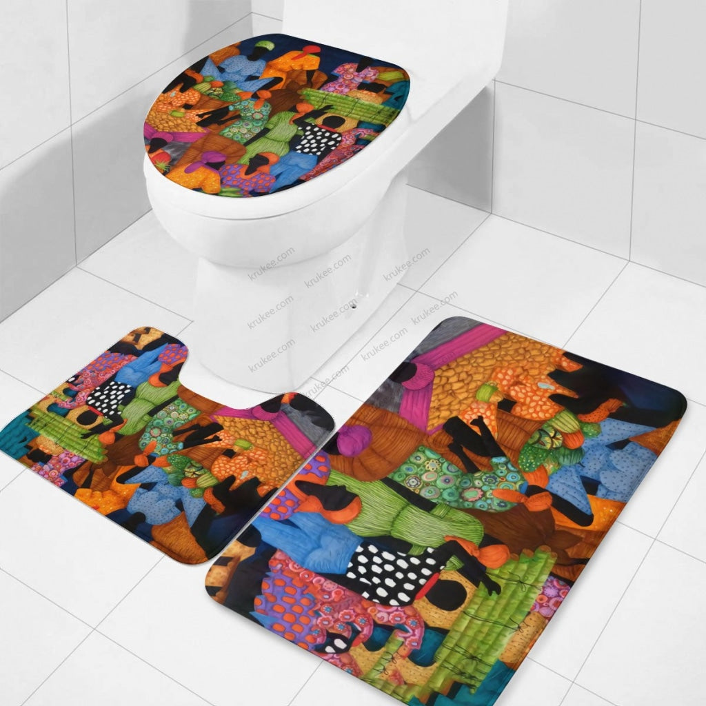 3 Pieces Bath Mat Set Toilet Three Piece Set