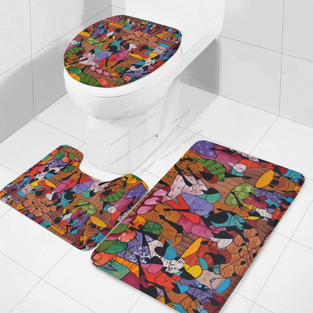 3 Pieces Bath Mat Set Toilet Three Piece Set