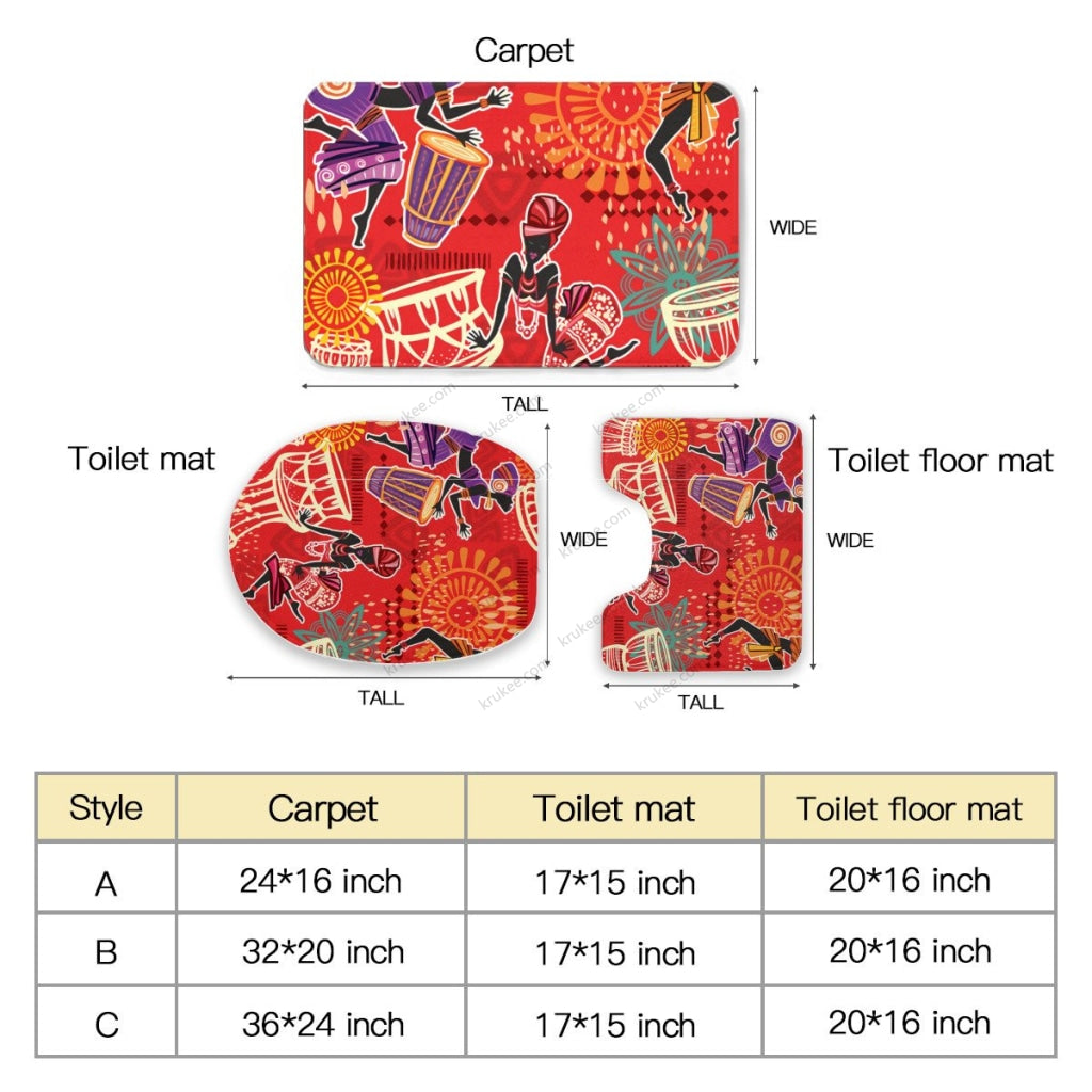 3 Pieces Bath Mat Set Toilet Three Piece Set