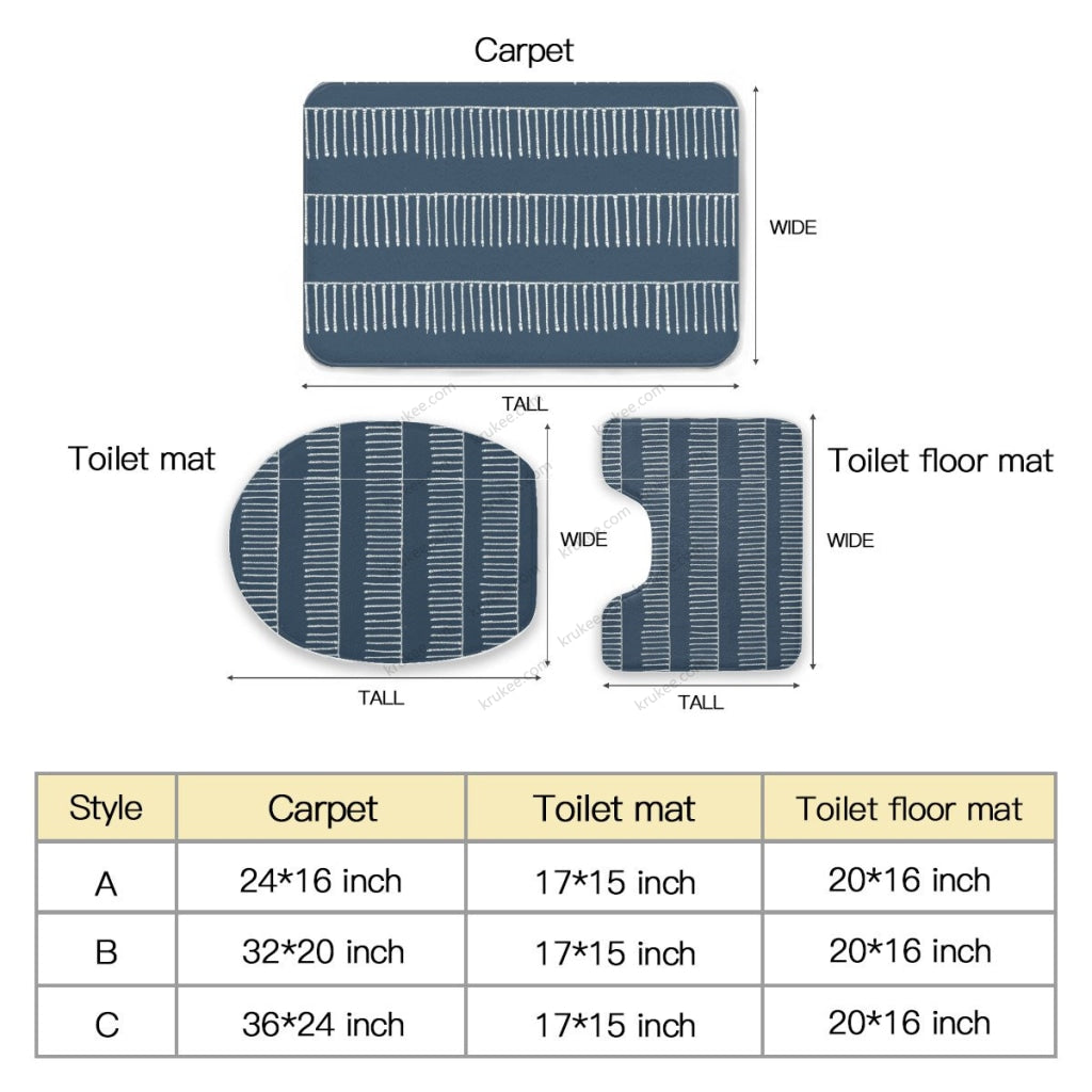 3 Pieces Bath Mat Set Toilet Three Piece Set