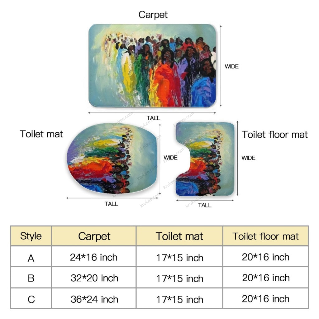 3 Pieces Bath Mat Set Toilet Three Piece Set