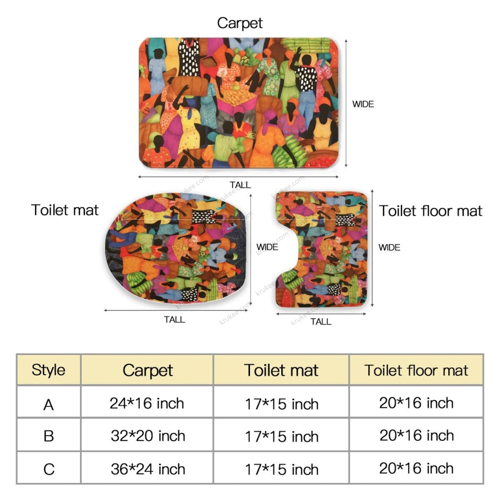 3 Pieces Bath Mat Set Toilet Three Piece Set