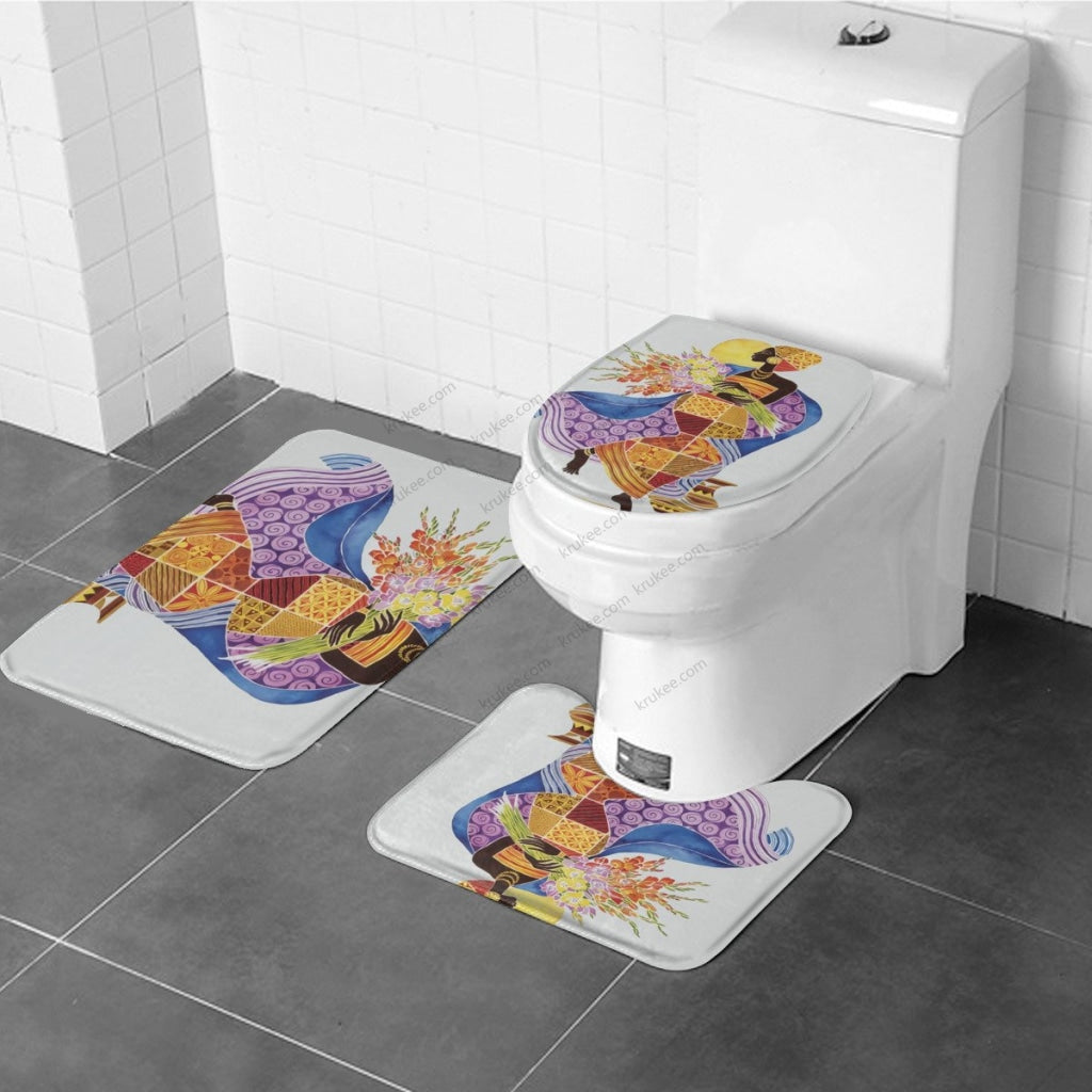 3 Pieces Bath Mat Set Toilet Three Piece Set
