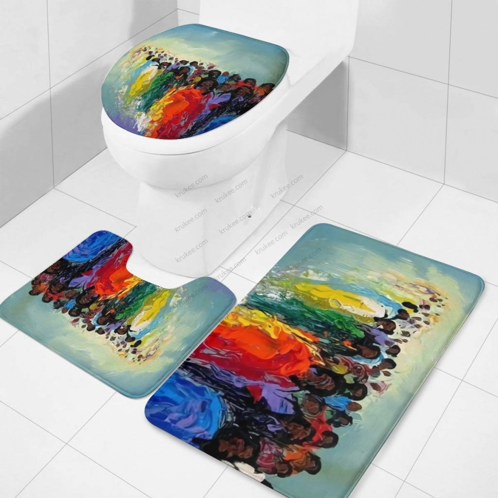 3 Pieces Bath Mat Set Toilet Three Piece Set