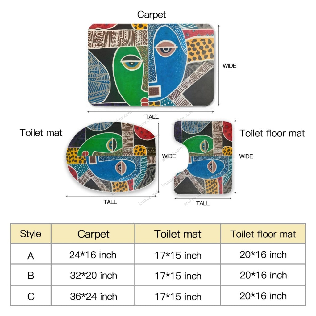 3 Pieces Bath Mat Set Toilet Three Piece Set