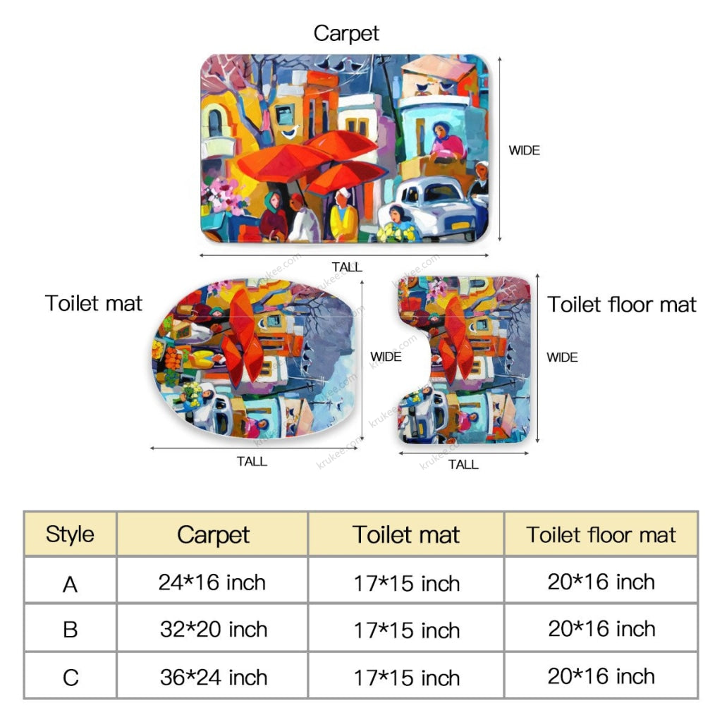 3 Pieces Bath Mat Set Toilet Three Piece Set