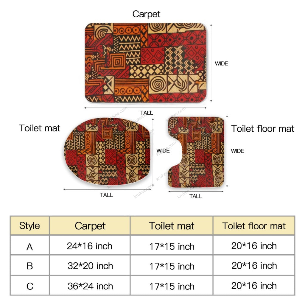 3 Pieces Bath Mat Set Toilet Three Piece Set