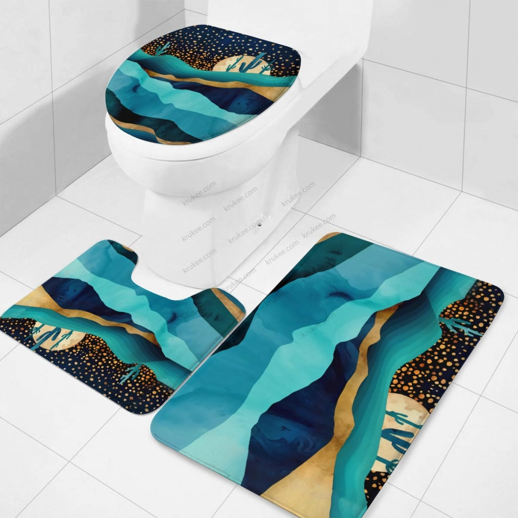 3 Pieces Bath Mat Set Toilet Three Piece Set
