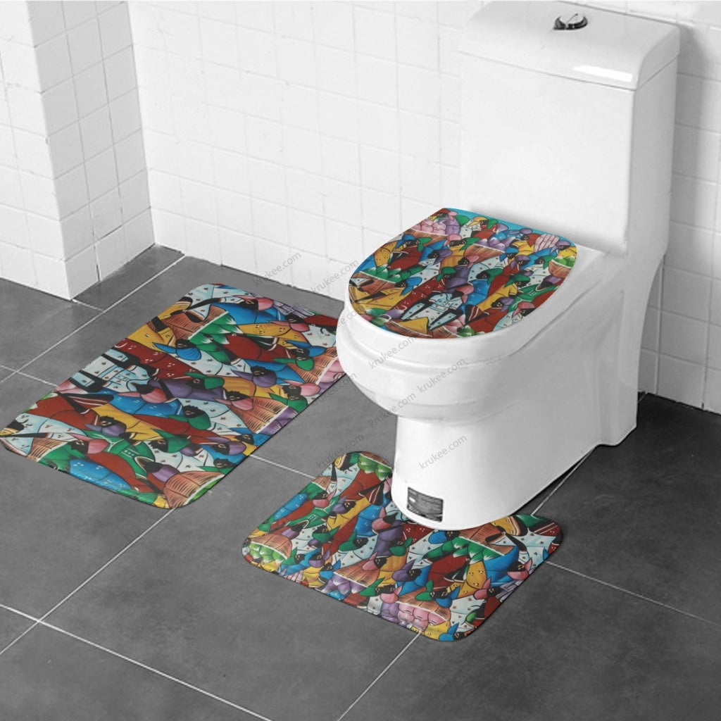 3 Pieces Bath Mat Set Toilet Three Piece Set