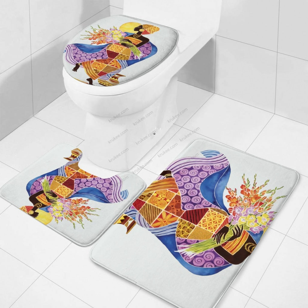 3 Pieces Bath Mat Set Toilet Three Piece Set