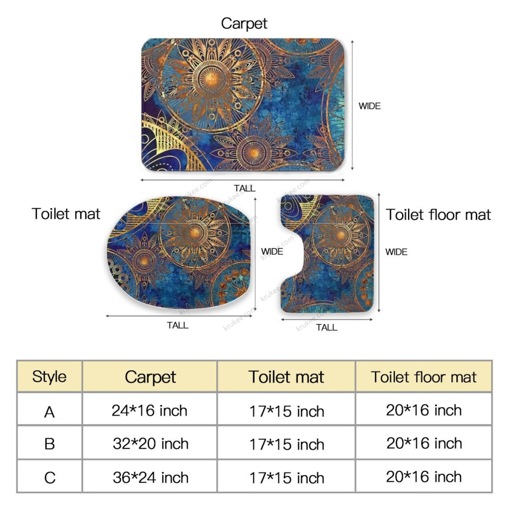 3 Pieces Bath Mat Set Toilet Three Piece Set