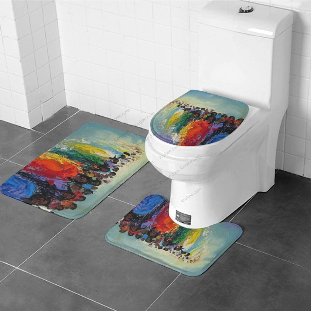 3 Pieces Bath Mat Set Toilet Three Piece Set