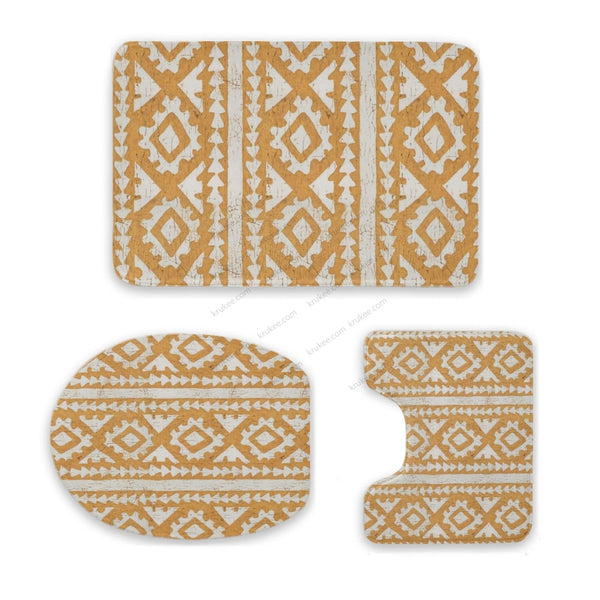 3 Pieces Bath Mat Set White / Toilet Mat 3-Piece Set (16X 24In) Three Piece