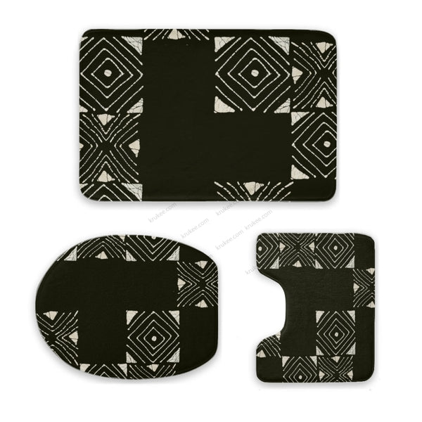 3 Pieces Bath Mat Set White / Toilet Mat 3-Piece Set (16X 24In) Three Piece
