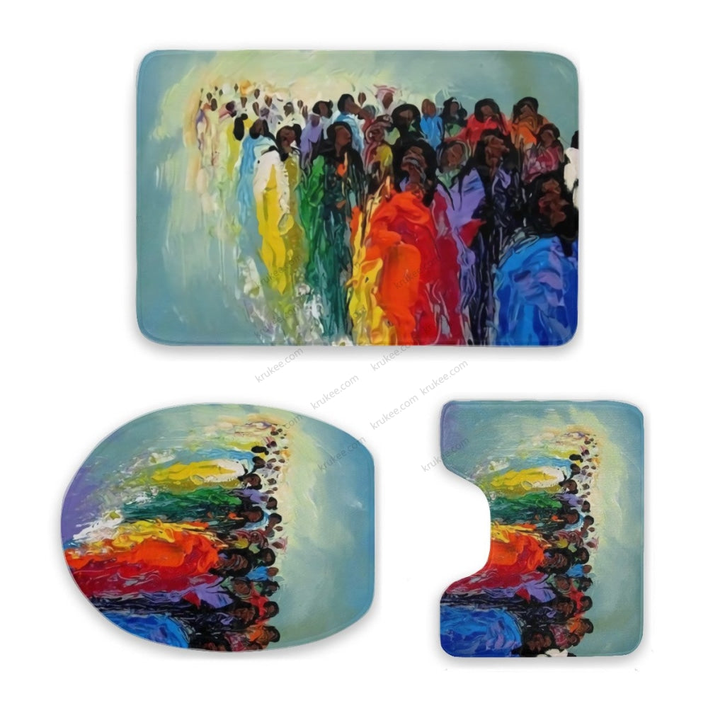 3 Pieces Bath Mat Set White / Toilet Mat 3-Piece Set (16X 24In) Three Piece