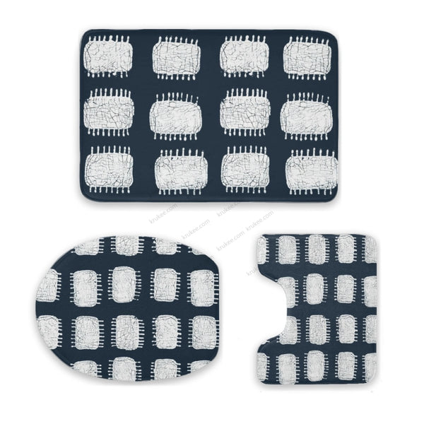3 Pieces Bath Mat Set White / Toilet Mat 3-Piece Set (16X 24In) Three Piece