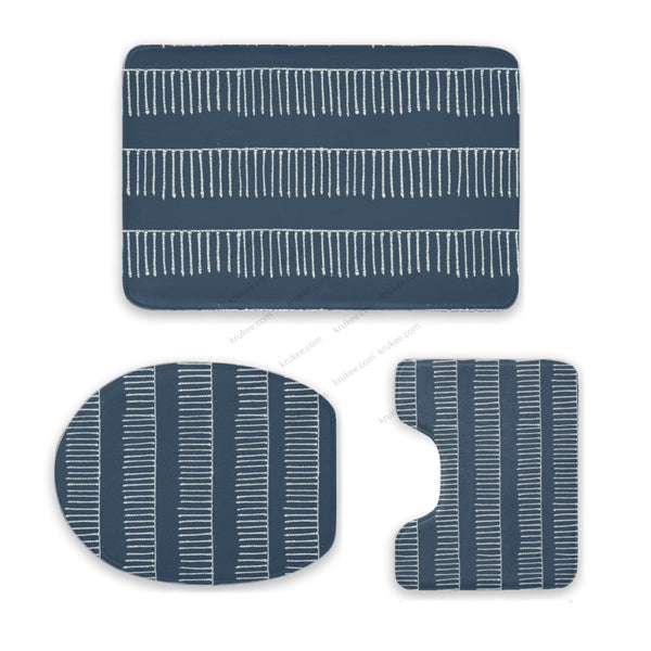 3 Pieces Bath Mat Set White / Toilet Mat 3-Piece Set (16X 24In) Three Piece