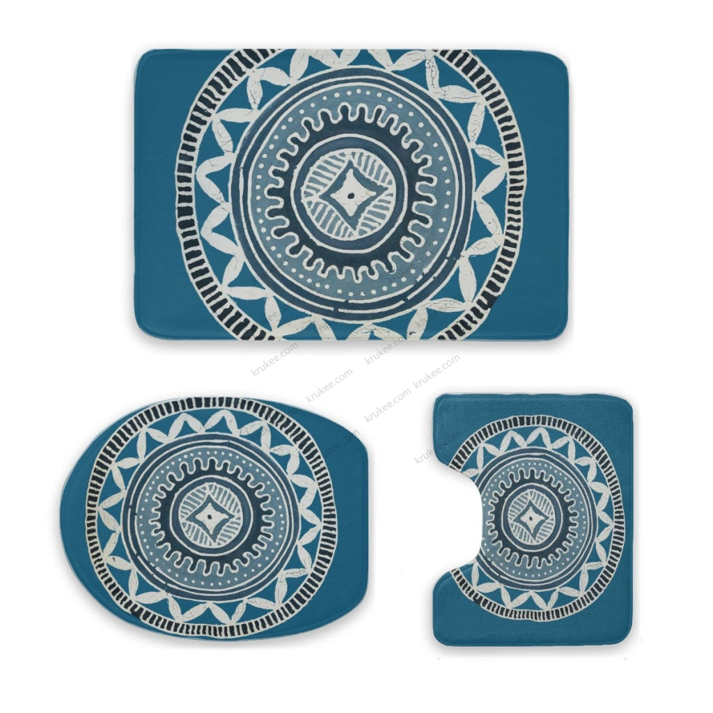3 Pieces Bath Mat Set White / Toilet Mat 3-Piece Set (16X 24In) Three Piece