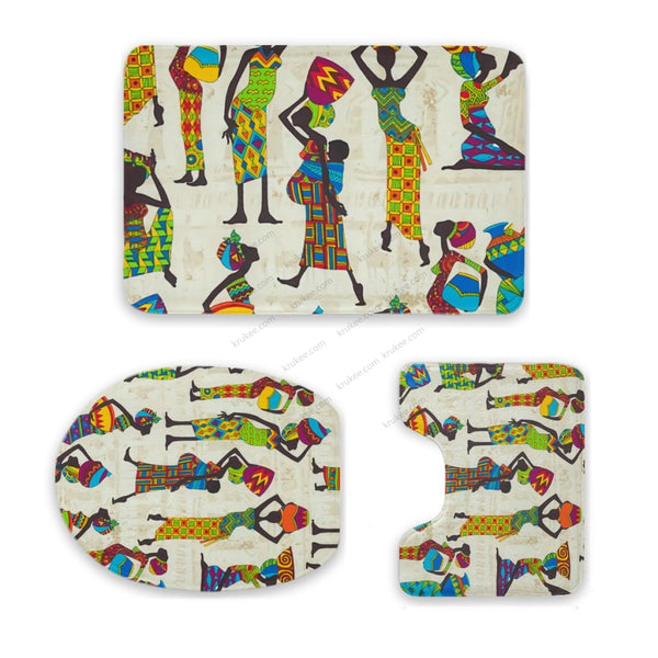 3 Pieces Bath Mat Set White / Toilet Mat 3-Piece Set (16X 24In) Three Piece