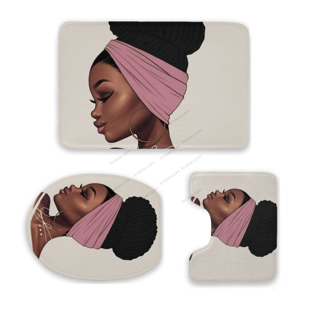 3 Pieces Bath Mat Set White / Toilet Mat 3-Piece Set (16X 24In) Three Piece