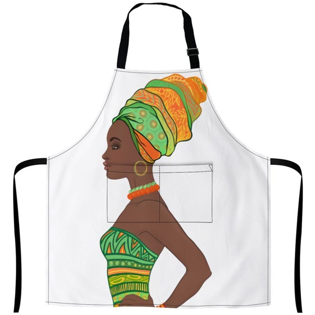 43449351-Portrait-Of-Beautiful-African-American-Woman-In-Turban-And-Bandage-Dress-Profile-View White
