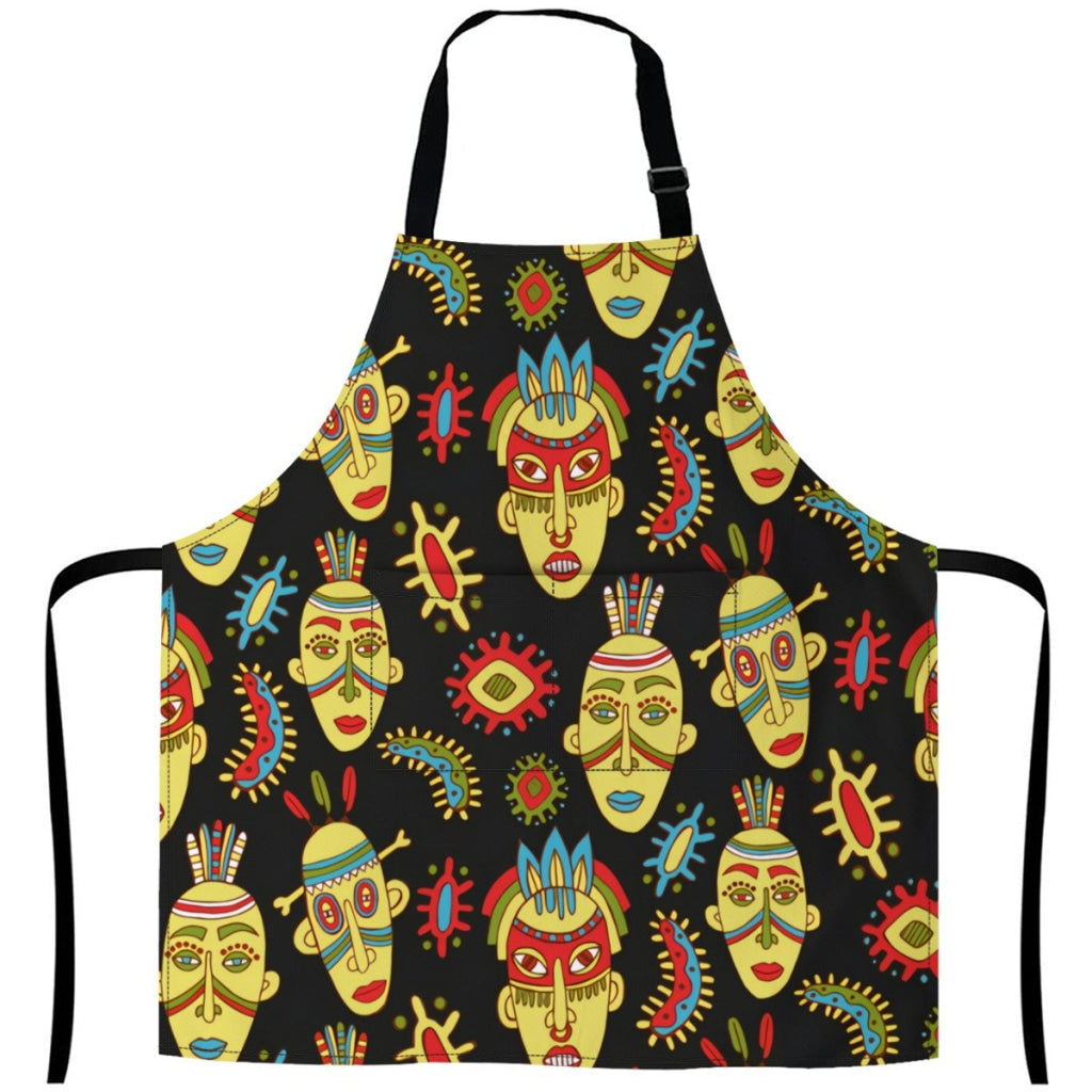 55912873-Hand-Drawn-African-Masks-Seamless-Pattern White / One Size